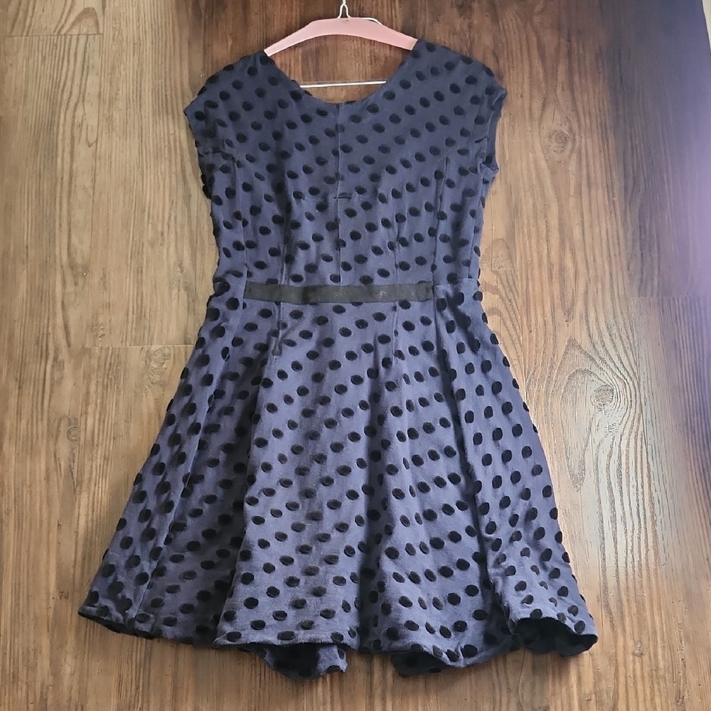 Marc By Marc Jacobs Navy Blue w/ Blk Polka Dots Dress from Holt Renfrew sz LARGE